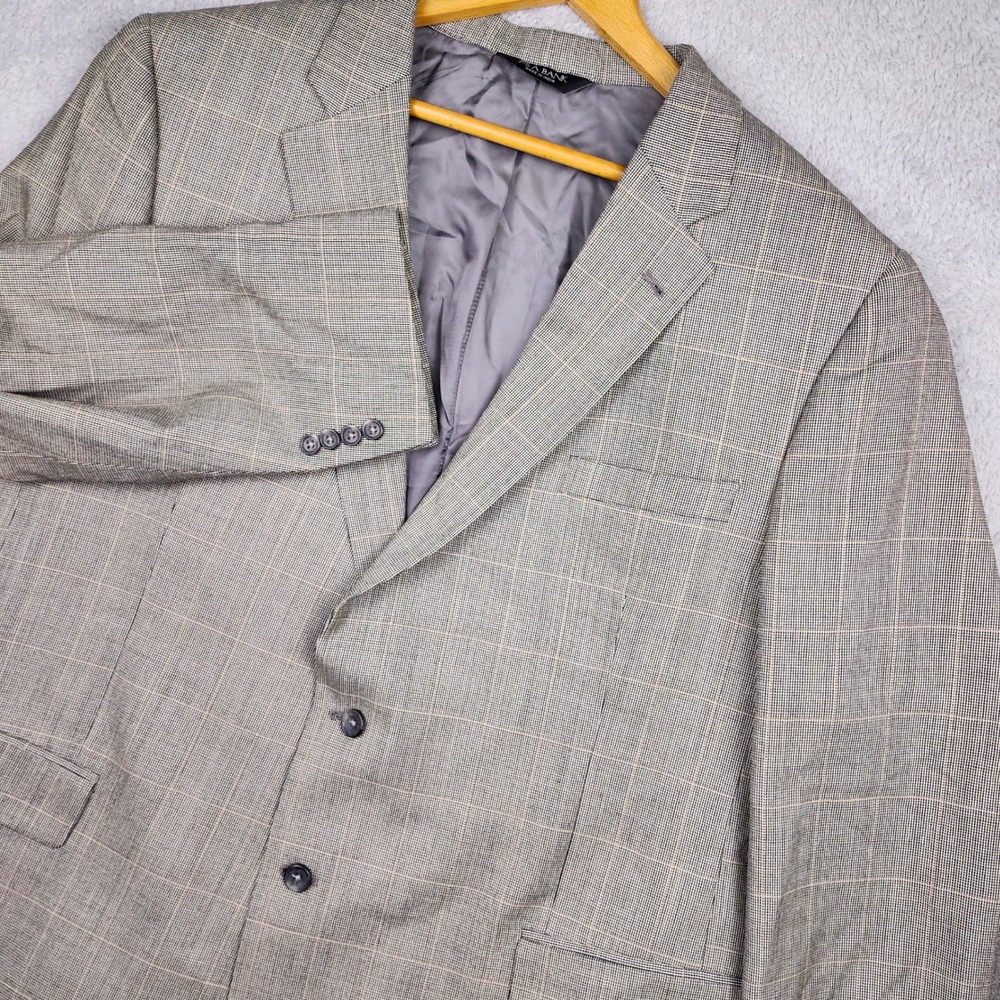 Jos A Bank Signature Sport Coat Mens 50R Tan Silk Wool Glen Plaid Blazer Classic